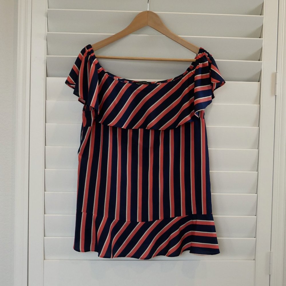 Banana Republic Navy/Orange Striped Blouse